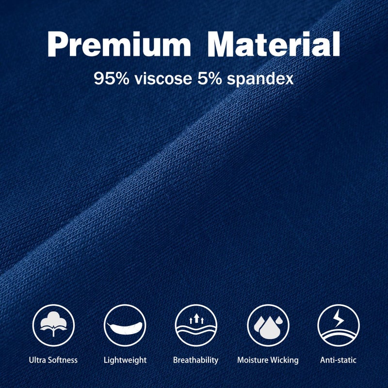 POUDEW Men's Breathable Viscose Moisture Wicking No Roll Waistband Tagless Underwear Boxer Briefs, Pack of 5 (X-Large, Black/Grey/Red/Blue/White) - Image 3